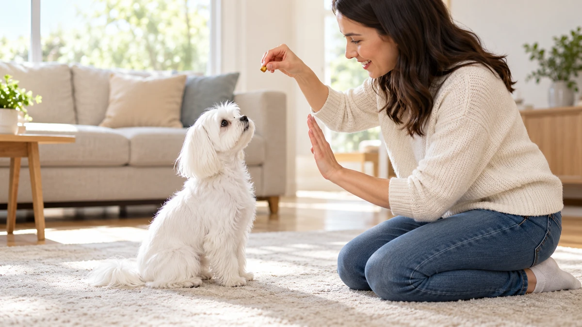 Maltese Terrier yavru köpek — komut ve eğitim